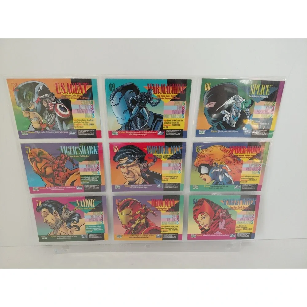 1993‎ SkyBox Marvel Universe trading cards #64-72 Iron Man Super Heroes